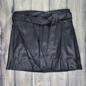 Eloquii Faux Leather Tie Waist Wrap Skirt